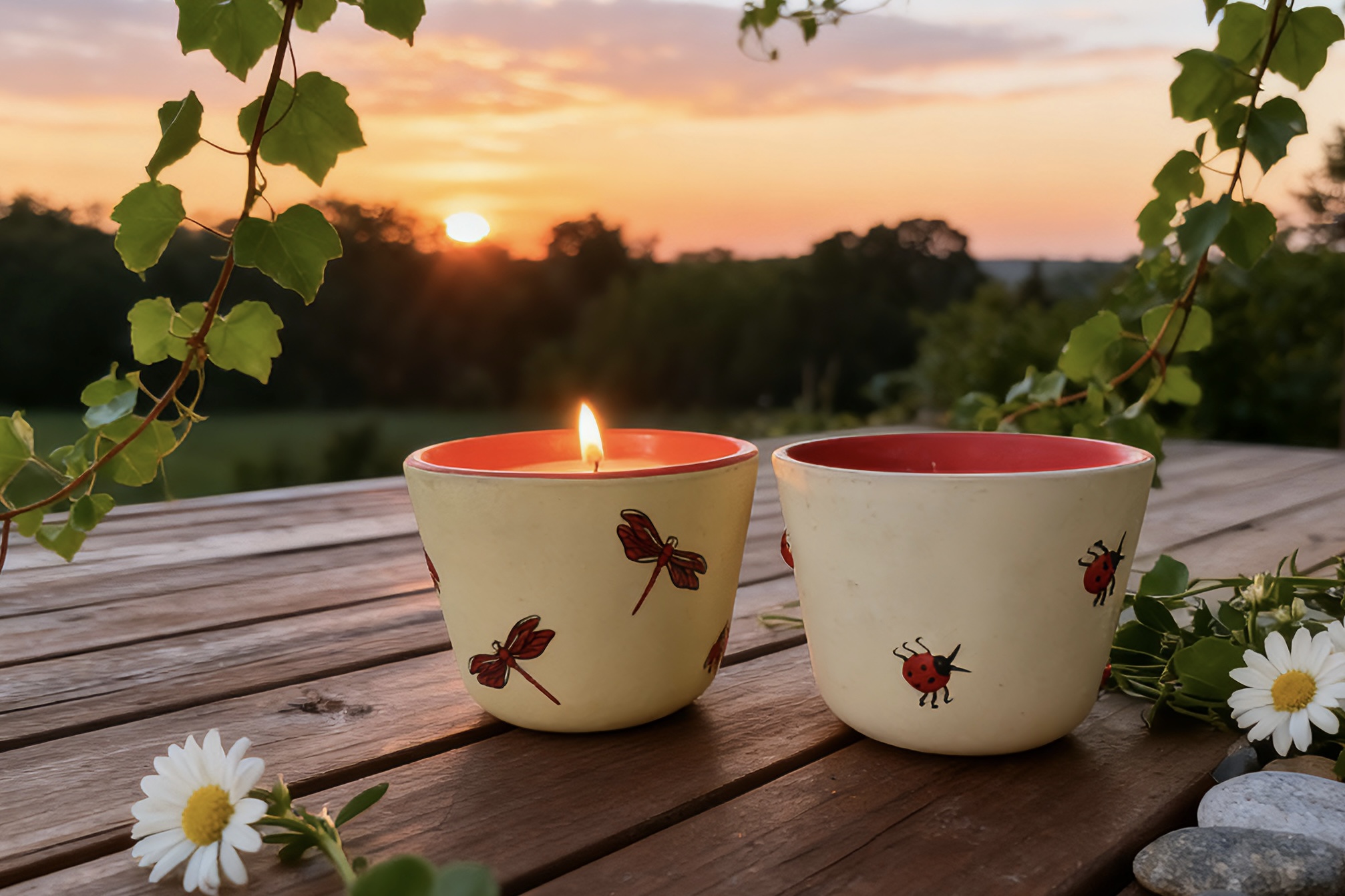 Bug Embossed Ceramic Pot Candle